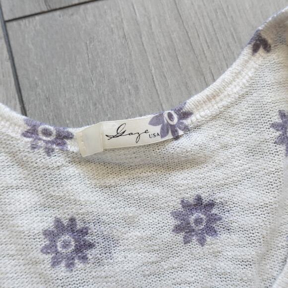 Gaze Spiritual Hamsa Hand Tee Scoop Neck Yoga Casual Floral Cream Tank Top - Picture 7 of 8